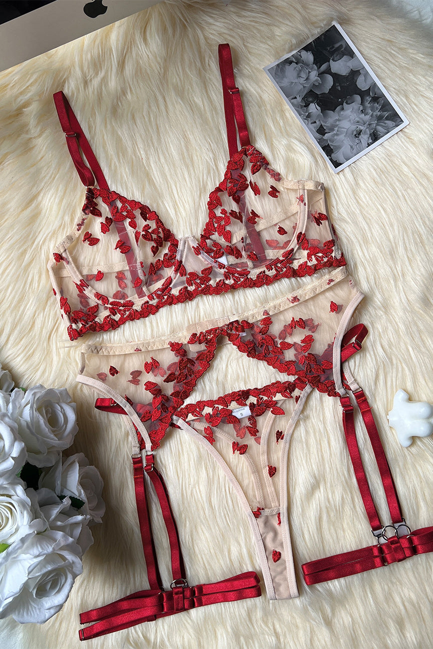 Sexy Women Gauze Embroidery Underwear Lingerie Set