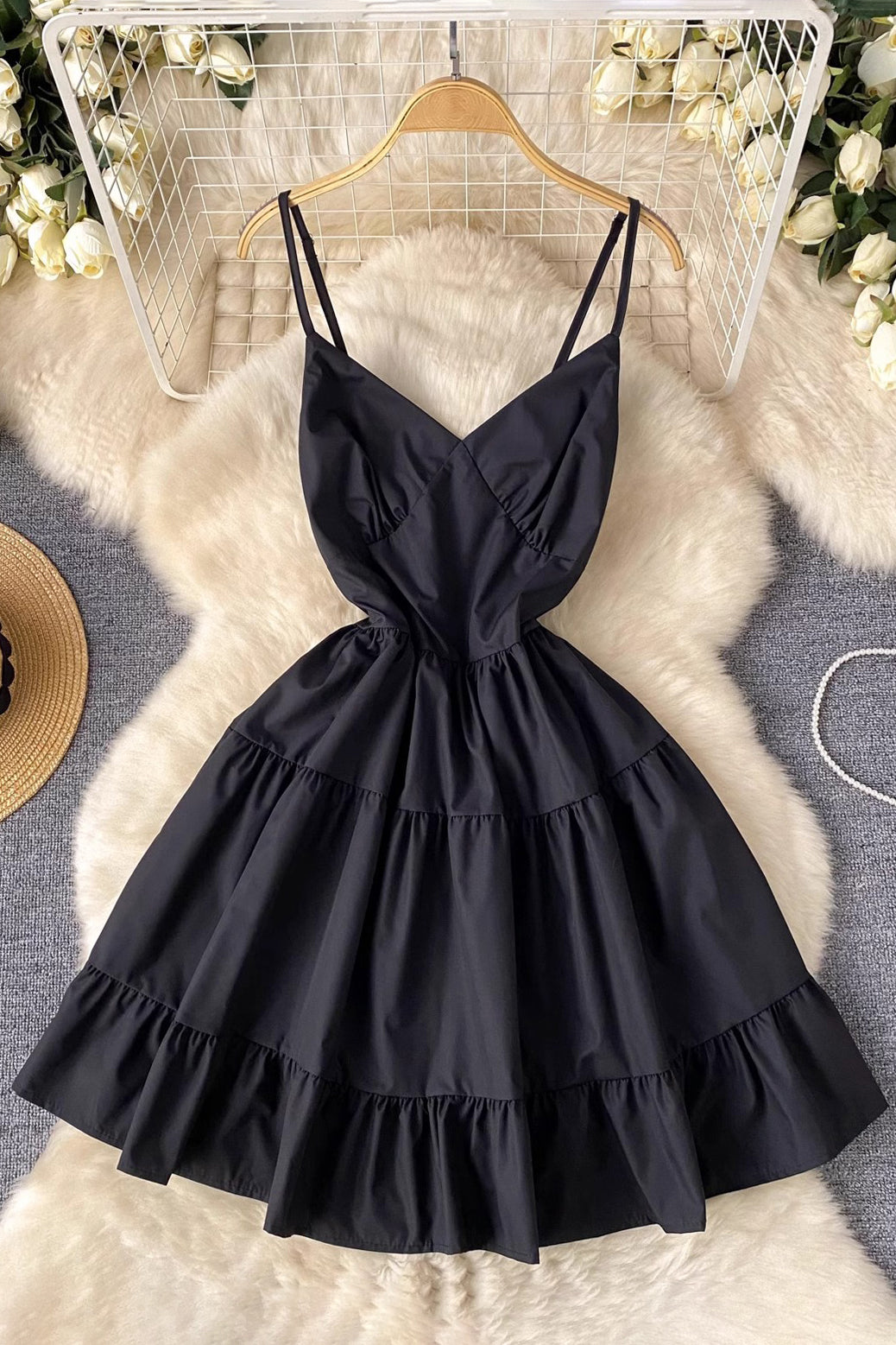 Sexy Women V-Neck Sleeveless Strap Mini Dress