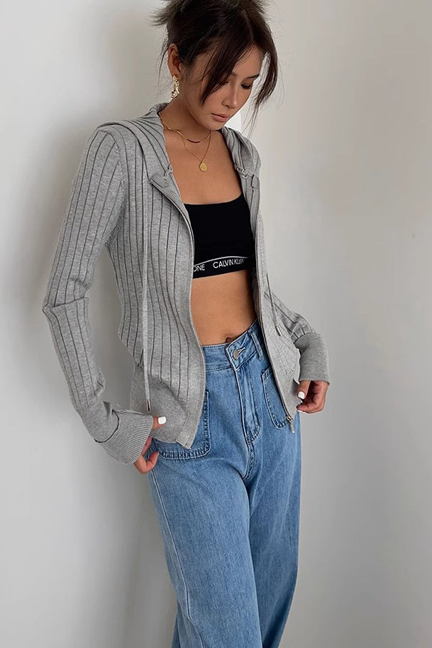 Women's Open Front Sweatshirt Fashion Rib-Knit Hooded – TOP SHOW