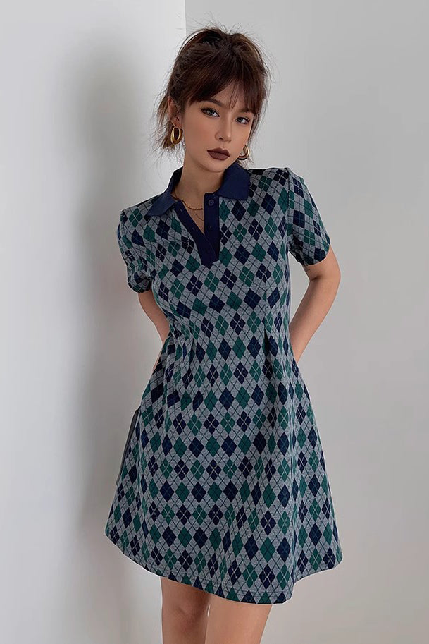Short Sleeve Allover Print Dress