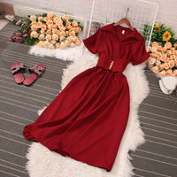 Fashion Women V-Neck Short Sleeve Maxi Dress