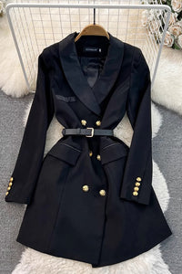 Fashion Women Buttons Long Sleeve Mini Dress