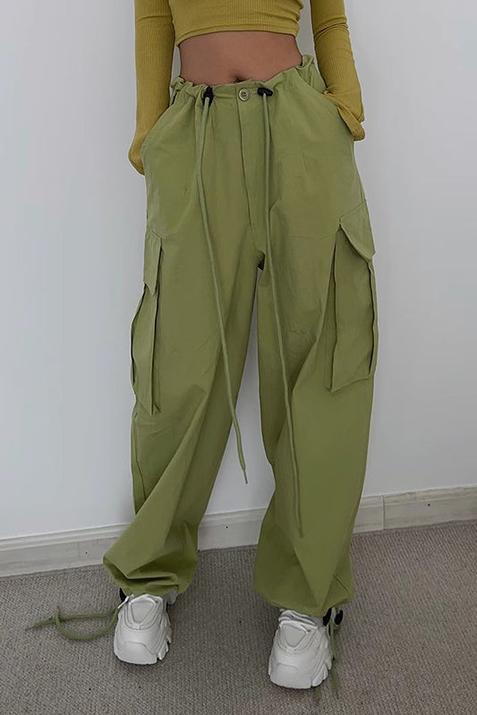 Zip Detail Drawstring Waist Cargo Pants – TOP SHOW