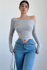 Sexy Women Slash Neck Long Sleeve Tops