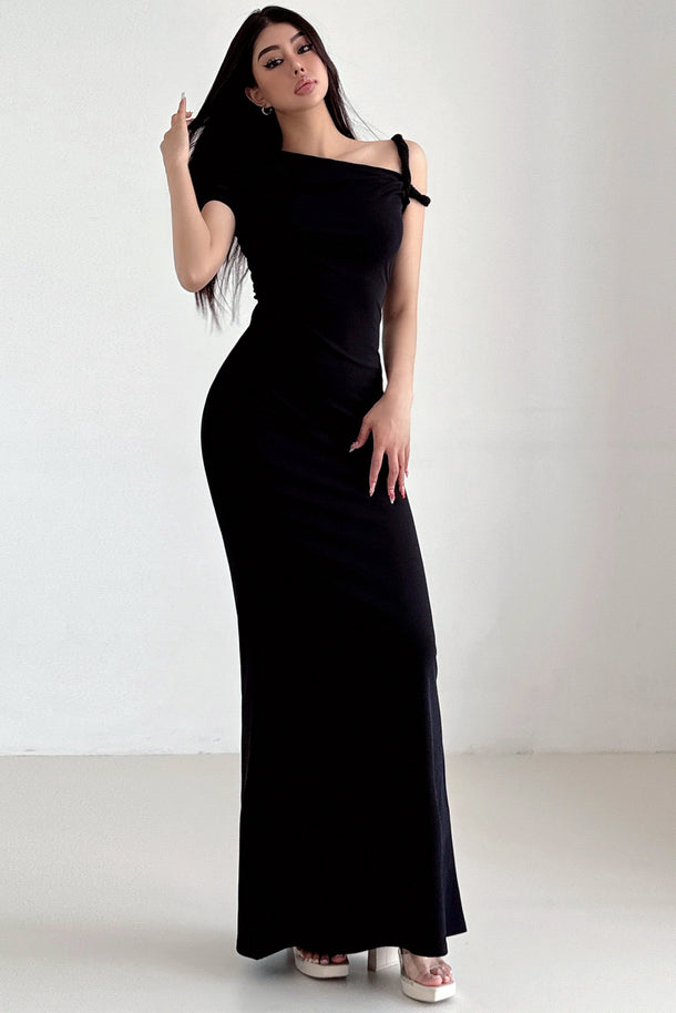 Sexy Women Irregular Single Off Shoulder Shoulder Strap Bodycon Maxi Dress