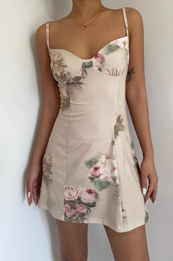 Women's Elegant Floral Print Halter Dress