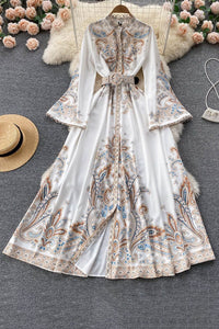 Retro Women Lace Long Sleeve Maxi Dress