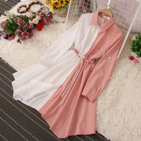 Fashion Women Multicolor Long Sleeve Buttons Irregular Maxi Dress