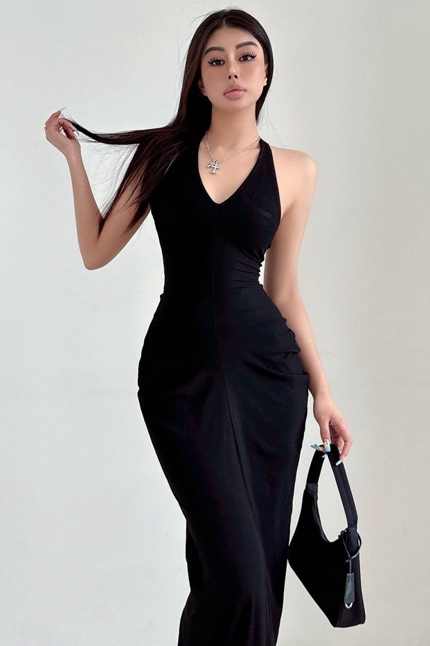 Sexy Women V-Neck Sleeveless Backless Ruffle Maxi Dress