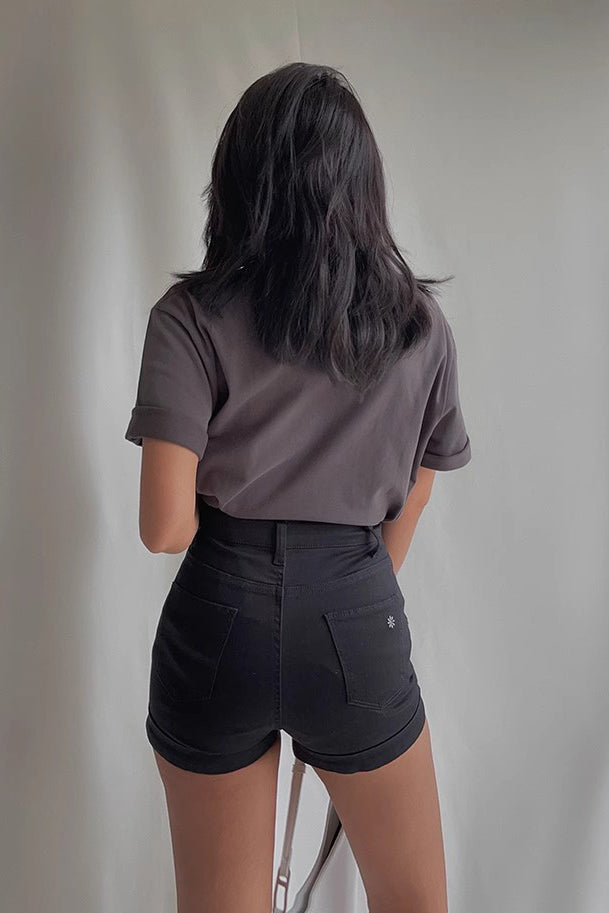 Women's Buckle Detail Slant Pocket Denim Shorts