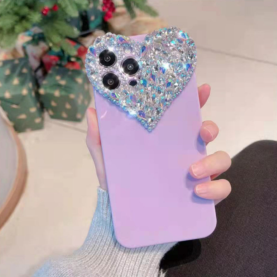 3D Love Heart Transparent Lens Camera Glitter Diamond Soft Phone Case For Iphone Cover Clear For Iphone 11 12 13 14 15
