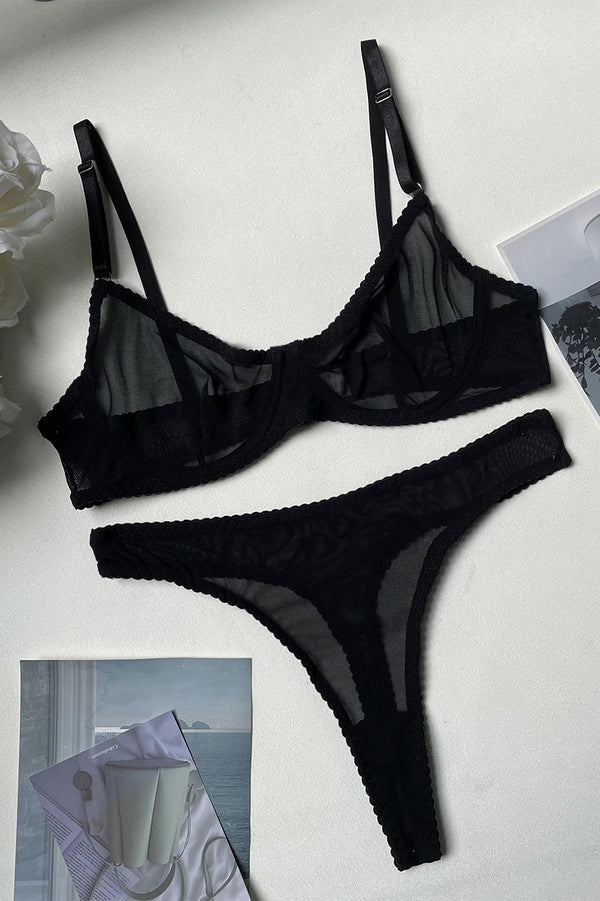 Sexy Women Chiffon Underwear Lingerie Set