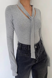 Women's  Wrap V-Neck Fitted Tops Shirt