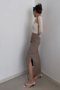 Solid A-Line Split Side Skirt