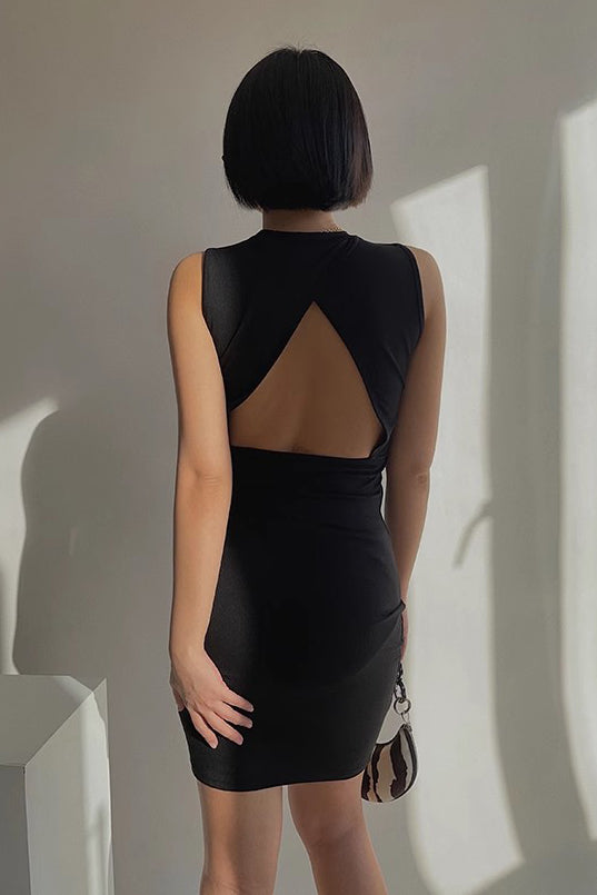 Women's Sexy Fitted Backless Crisscross Bodycon Dress