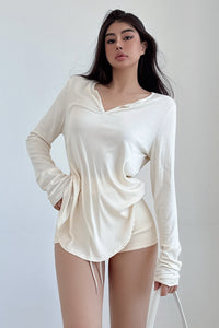 Casual Women V-Neck Long Sleeve Top