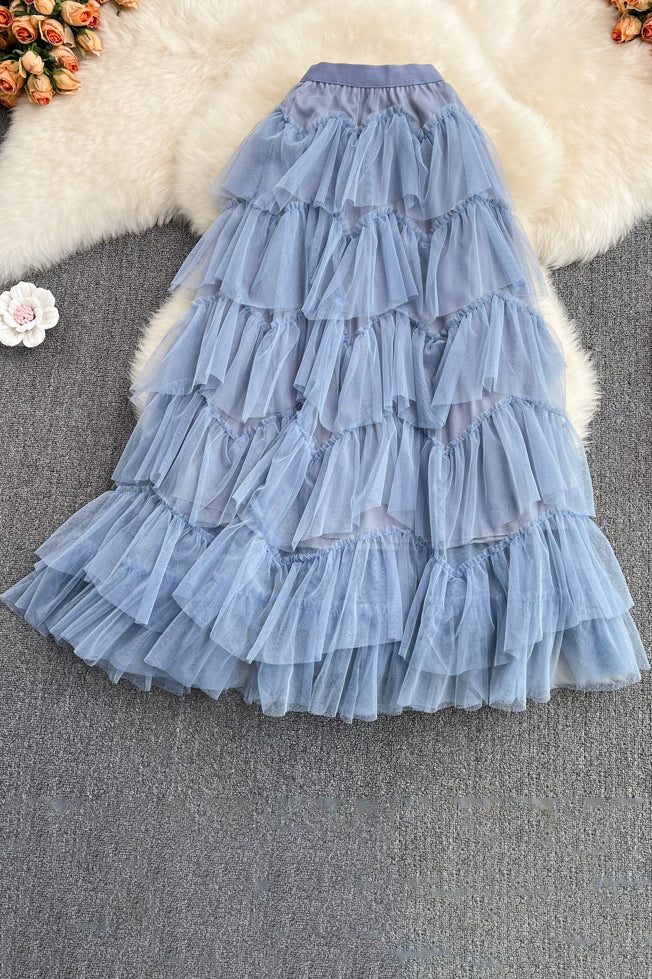 Fashion Women Gauze Irregular Skirt