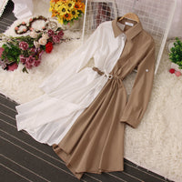 Fashion Women Multicolor Long Sleeve Buttons Irregular Maxi Dress