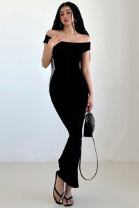 Sexy Women Strapless Short Sleeve Bodycon Maxi Dress