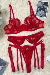 Sexy Women Gauze Embroidery Underwear Lingerie Set