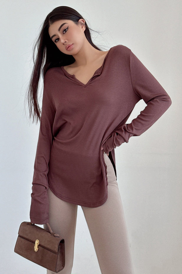 Casual Women V-Neck Long Sleeve Top