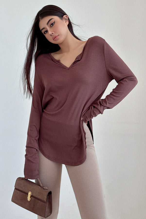 Casual Women V-Neck Long Sleeve Top