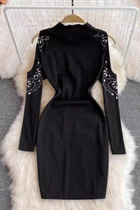 Fashion Women Long Sleeve Bodycon Mini Dress