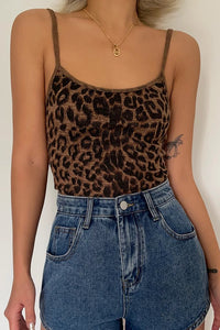 Women's Leopard Print Crop Tank Top