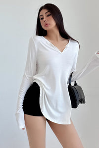 Casual Women V-Neck Long Sleeve Top