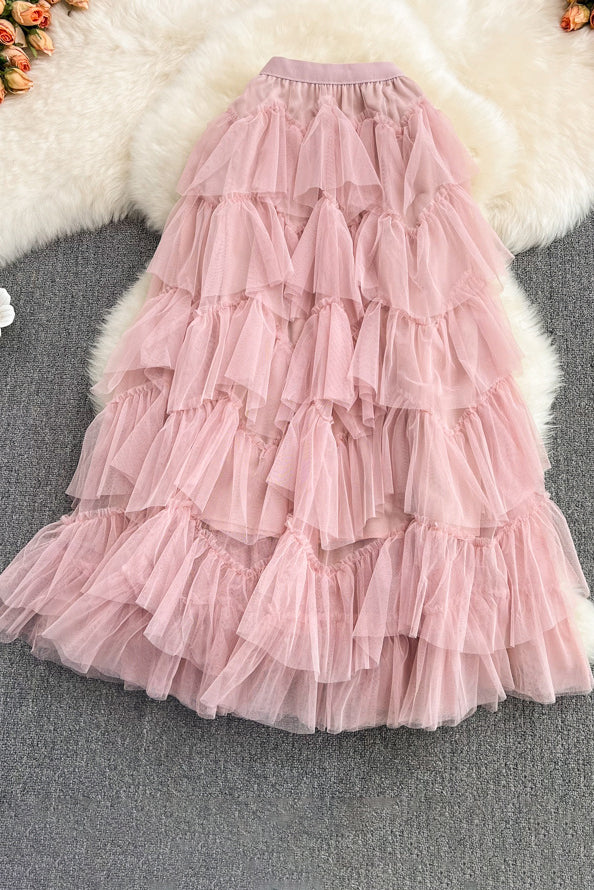 Fashion Women Gauze Irregular Skirt