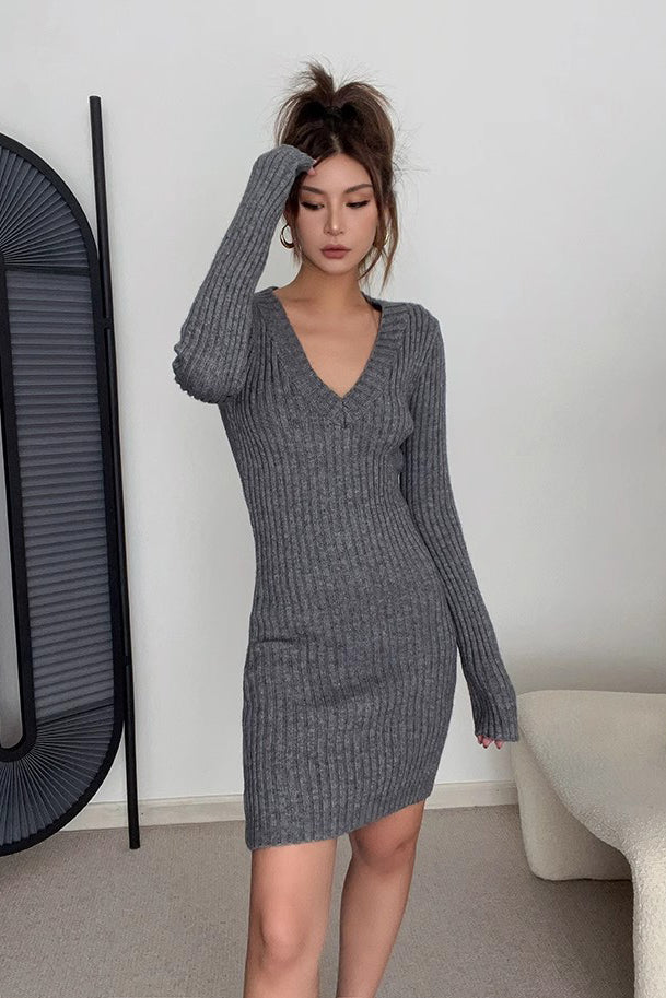 Women's Sexy Ruched Wrap V-Neck Bodycon Dress