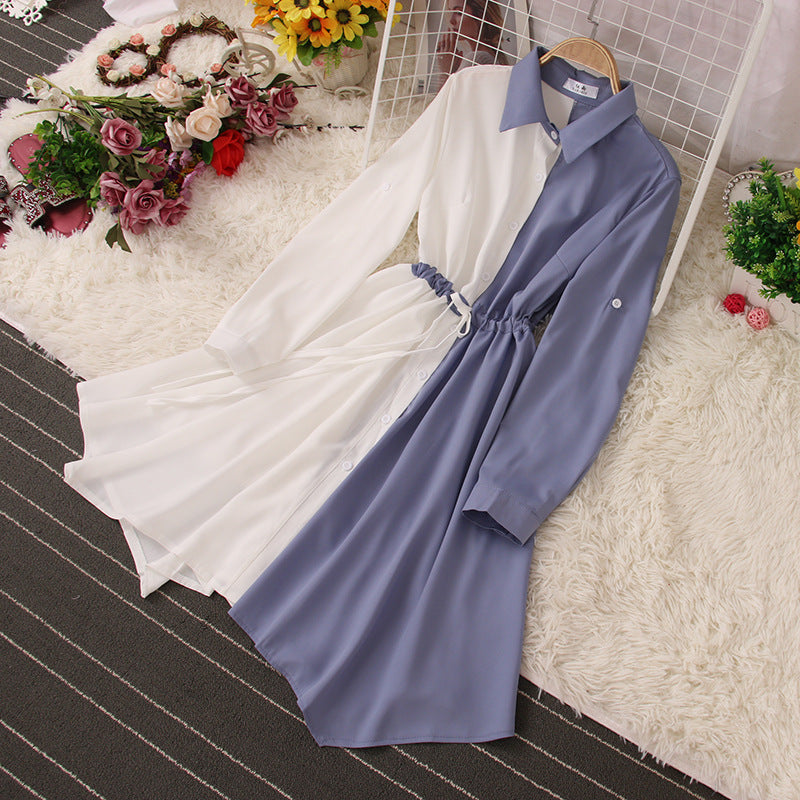 Fashion Women Multicolor Long Sleeve Buttons Irregular Maxi Dress