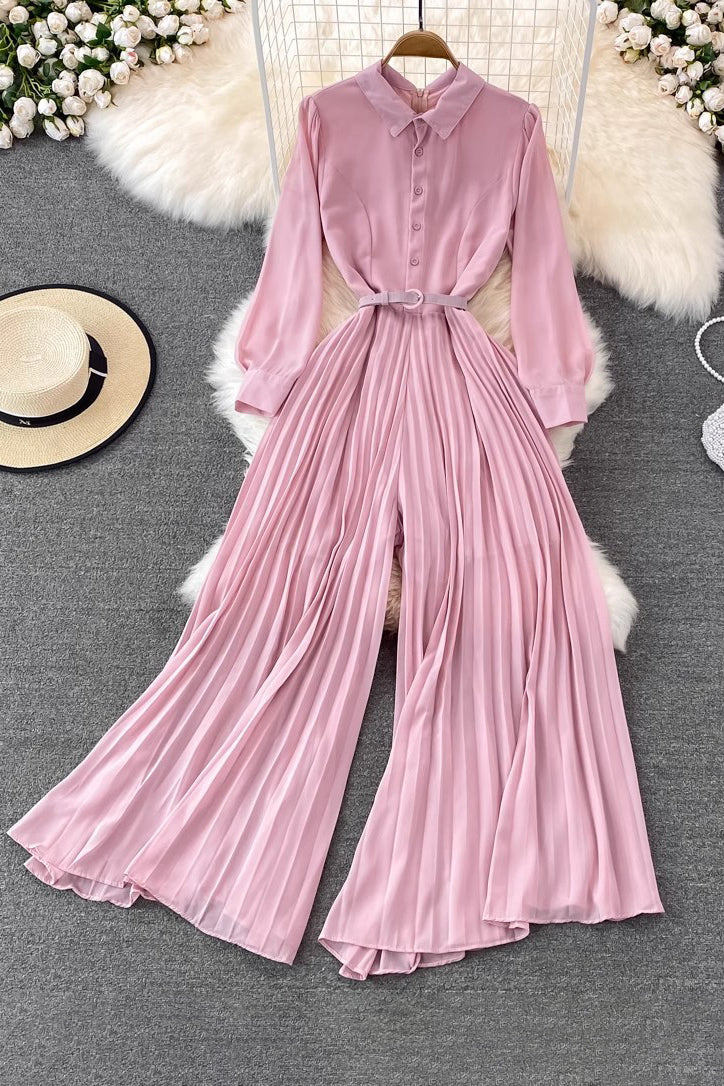 Fashion Women Long Sleeve Buttons Ruffle Romper Jumpsuit