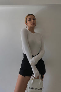 Women's Sexy Crew Neck Ribbed Tops Fitted Basic Shirt