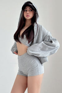 Fashion Women Underwear Hoodie Sweatshirt Coat Bralette Brassiere Bra Shorts Sportswear Set three-Piece