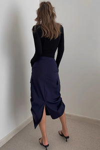 Women's Drawstring Waist Slant Pocket Skirt