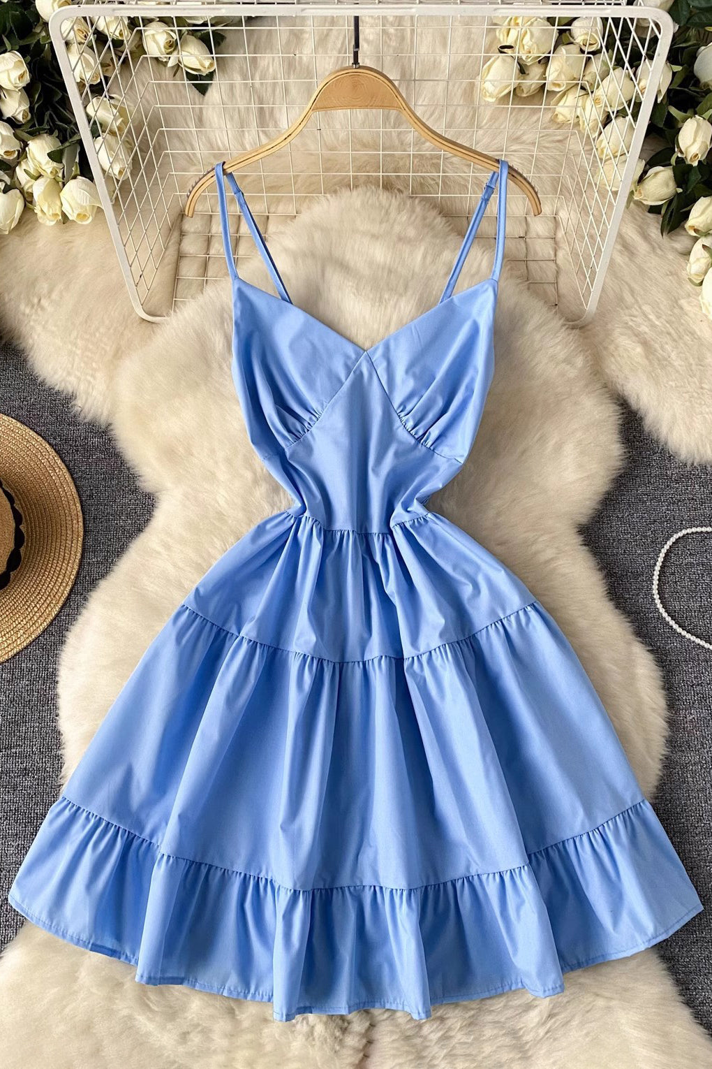 Sexy Women V-Neck Sleeveless Strap Mini Dress