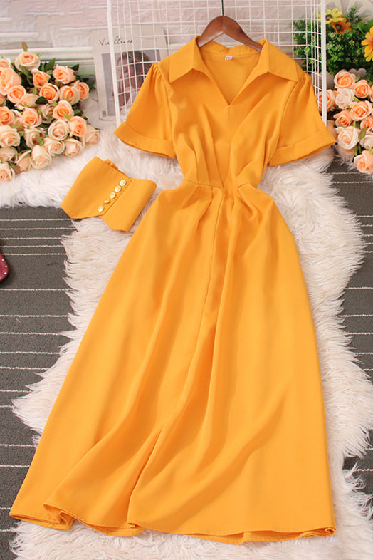 Fashion Women V-Neck Short Sleeve Maxi Dress