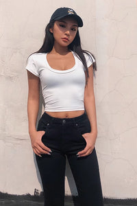 Women's Fitted Basic Cami Tee Crop Tops