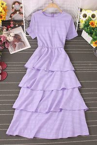 Fashion Women Lace Short Sleeve Maxi Dress