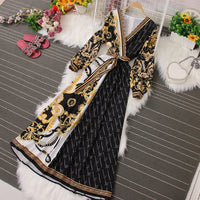 Fashion Women V-Neck Long Sleeve Maxi Dress