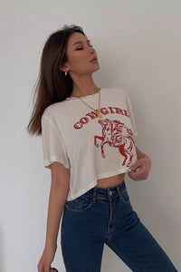 Women's Short Sleeve Printed Tops Shirt