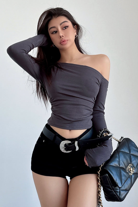 Sexy Women Slash Neck Long Sleeve Tops