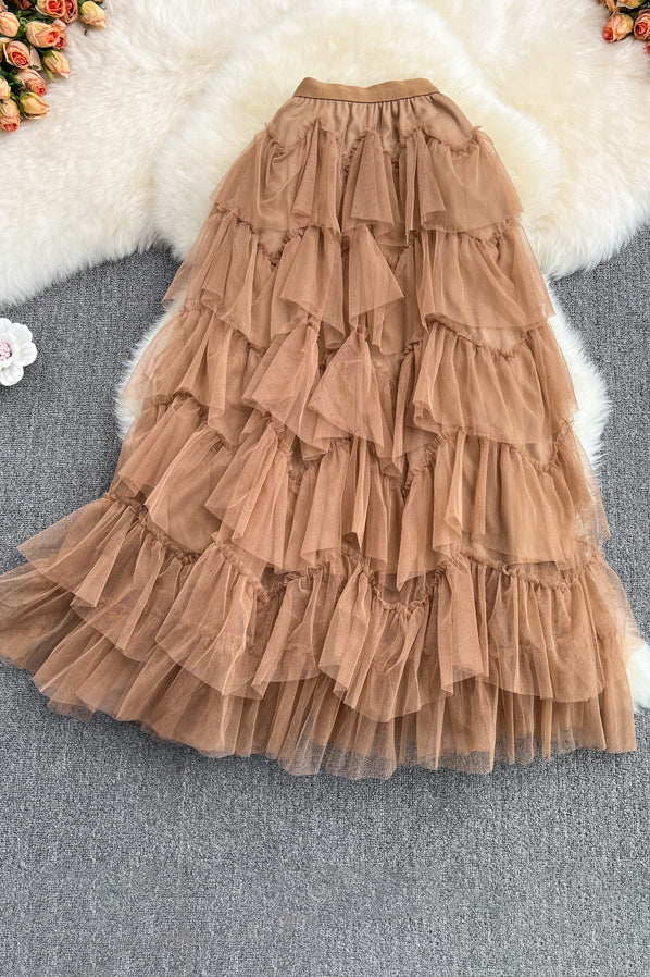 Fashion Women Gauze Irregular Skirt