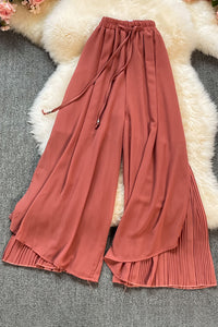 Fashion Women Irregular Drawstring High Waist Pants Trousers