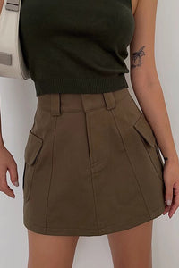 Retro Pocket Side A-Line Low Rise Skirt