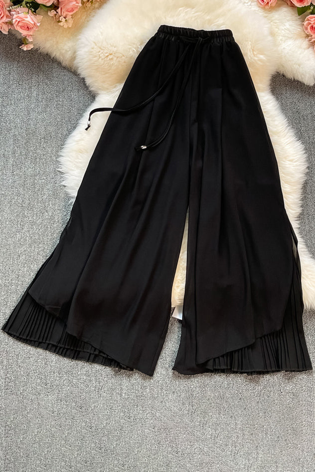 Fashion Women Irregular Drawstring High Waist Pants Trousers