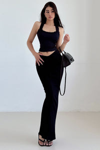 Fashion Women Knit V Waist Ruffle Strappy Skirt