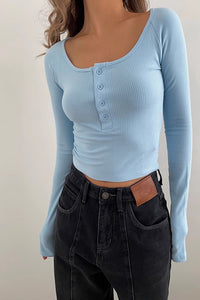 Ribbed Buttoned Front Fitted Basic Shirts