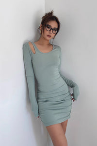 Women's Sexy Ribbed Long Sleeve Bodycon Dress